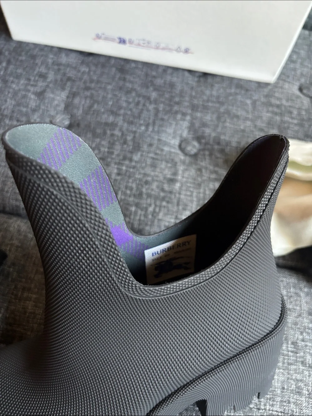 Burberry  Black Rubber Slip-On Rain Boots